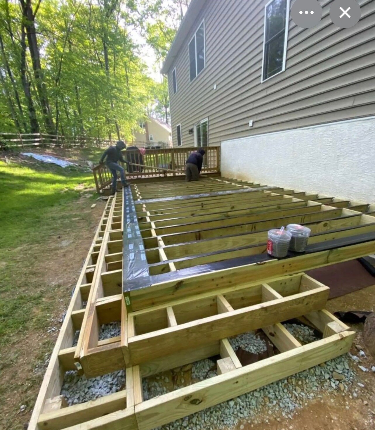 TrueStone crew building a deck frame